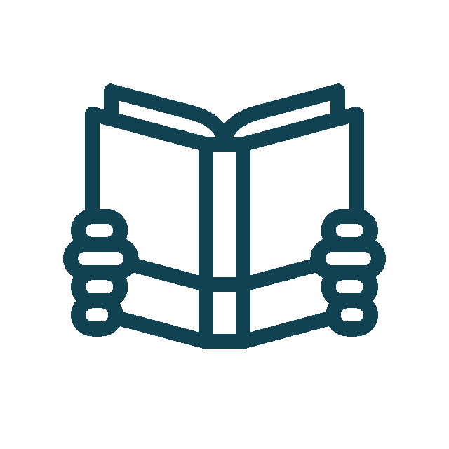 Icon of two hands holding an open book, symbolizing the care and knowledge that veterinarians bring to their vital roles.